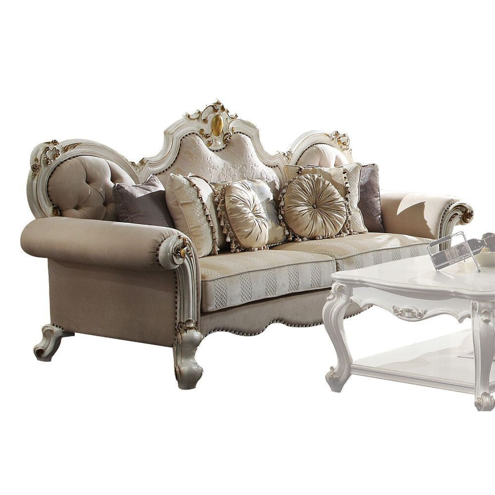 93" Pearl Velvet Sofa And Toss Pillows