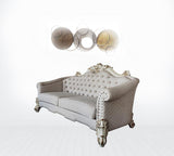 89" Ivory Velvet Sofa And Toss Pillows With Pearl Legs