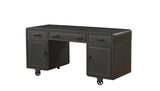 63" Gray Metal Executive Desk With Two Cabinets Three Drawers