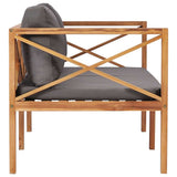 Patio Bench with Gray Cushions Solid Wood Teak