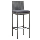 5 Piece Patio Bar Set Poly Rattan and Acacia Wood Gray