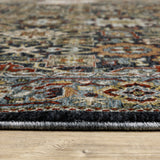 10' X 13' Blue and Beige Oriental Power Loom Area Rug With Fringe