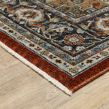 10' X 13' Blue and Beige Oriental Power Loom Area Rug With Fringe