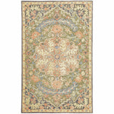 10' X 13' Blue Green Clay And Gold Oriental Tufted Handmade Stain Resistant Area Rug