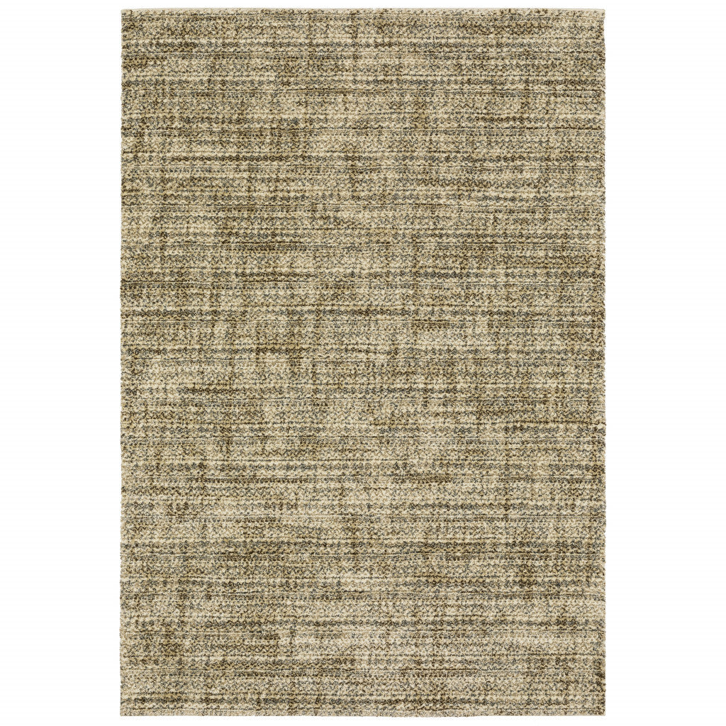 10' X 13' Beige Brown Tan And Blue Green Abstract Power Loom Stain Resistant Area Rug