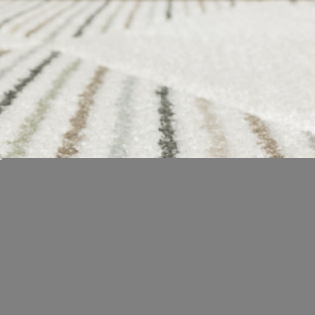 10' X 13' Beige Grey Sage Green Pale Blue Brown And Charcoal Geometric Power Loom Stain Resistant Area Rug