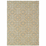 10' X 13' Sand And Ivory Geometric Power Loom Stain Resistant Area Rug