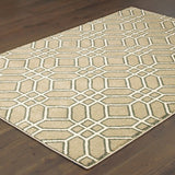 10' X 13' Sand And Ivory Geometric Power Loom Stain Resistant Area Rug