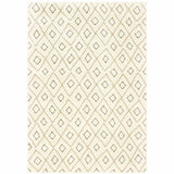 10' X 13' Sand Ash Grey And Ivory Geometric Power Loom Stain Resistant Area Rug