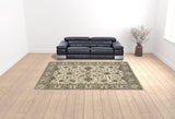 10' X 13' Beige Grey Brown And Charcoal Oriental Power Loom Stain Resistant Area Rug