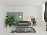 7' X 10' Gray and Ivory Oriental Power Loom Area Rug
