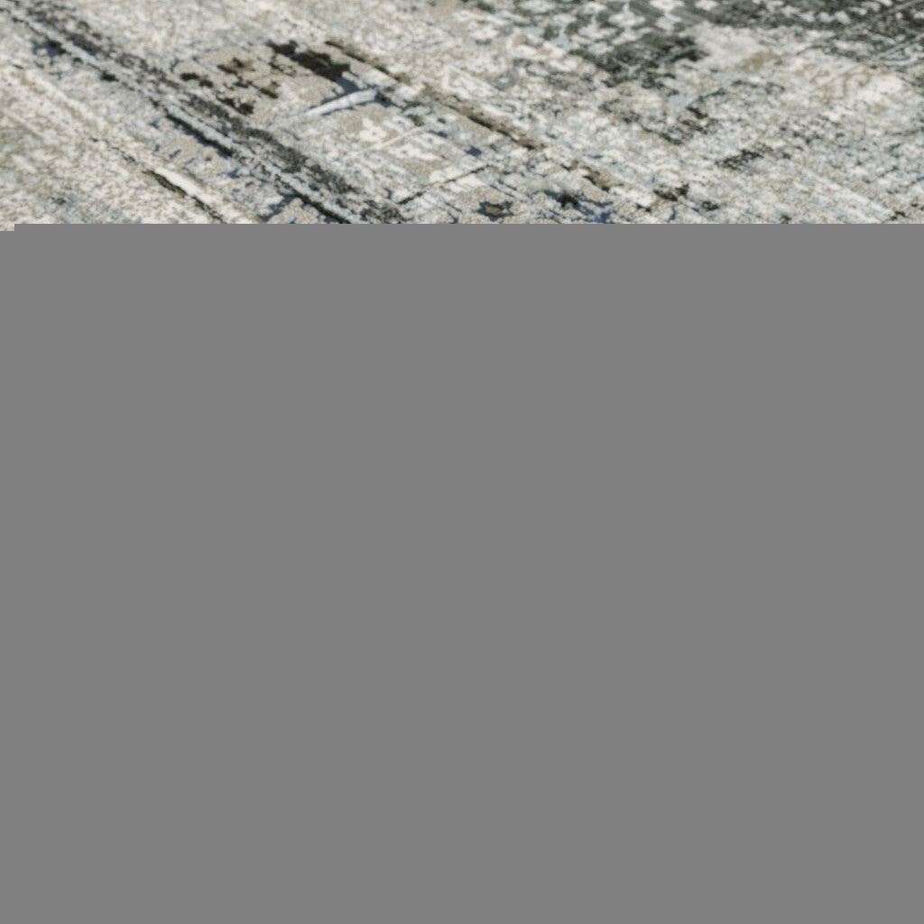 7' X 10' Gray and Ivory Oriental Power Loom Area Rug