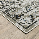 7' X 10' Ivory and Black Oriental Power Loom Area Rug