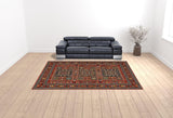 10' X 13' Blue and Red Oriental Power Loom Area Rug With Fringe