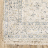 10' X 13' Beige And Charcoal Oriental Hand Loomed Stain Resistant Area Rug With Fringe