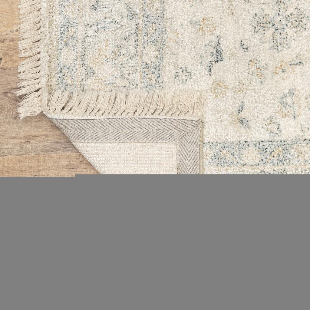 10' X 13' Beige And Charcoal Oriental Hand Loomed Stain Resistant Area Rug With Fringe