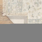 10' X 13' Beige And Charcoal Oriental Hand Loomed Stain Resistant Area Rug With Fringe