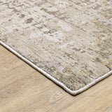10' X 13' Beige Grey Ivory Tan And Brown Abstract Power Loom Stain Resistant Area Rug