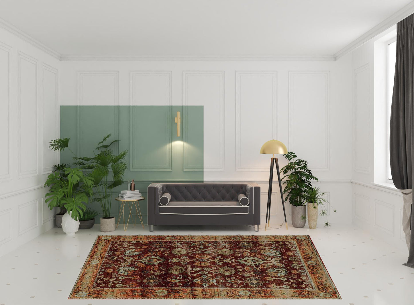 8' X 11' Red and Gold Oriental Power Loom Area Rug