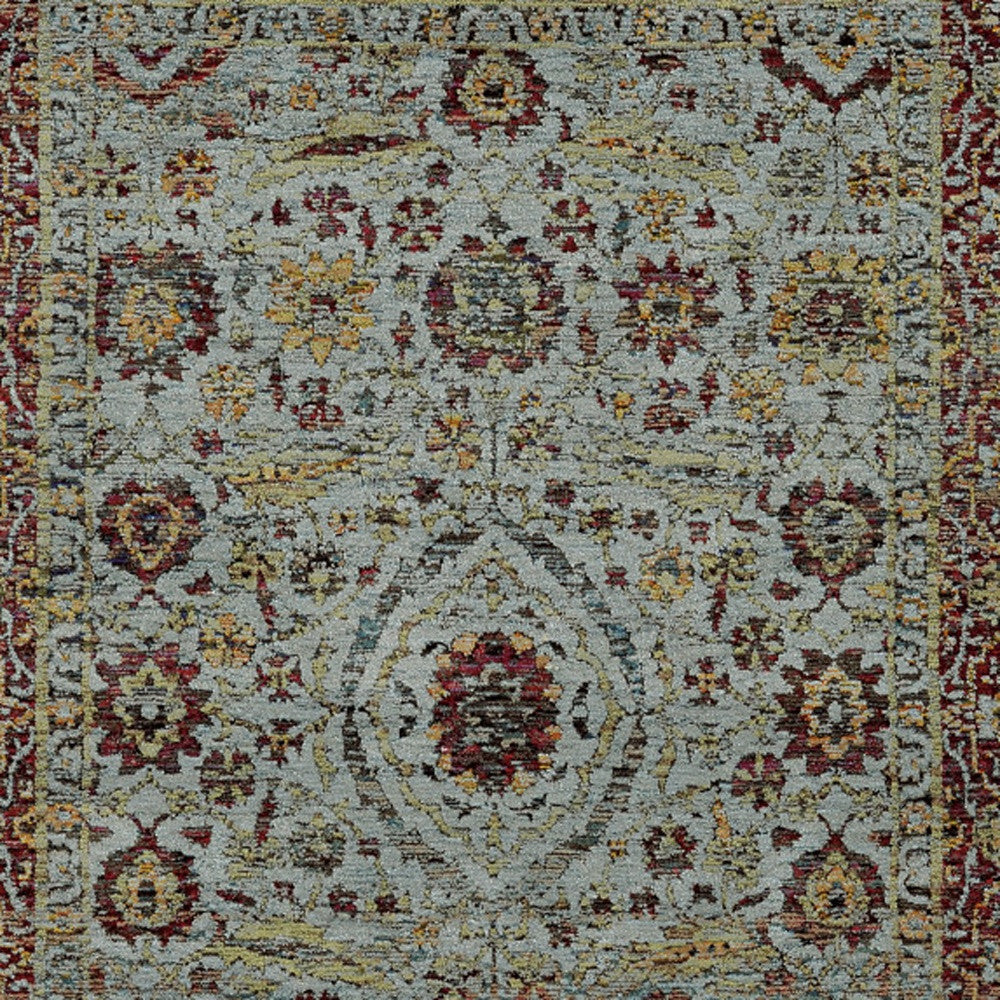 8' X 11' Blue and Green Oriental Power Loom Area Rug