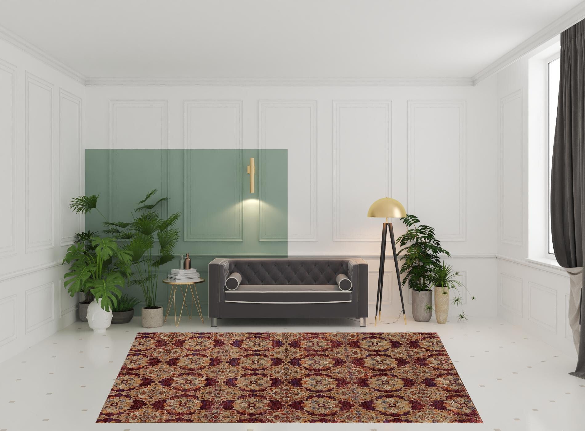 8' X 11' Red and Gold Oriental Power Loom Area Rug
