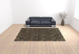 10' X 13' Blue and Gold Oriental Power Loom Area Rug