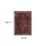 7' X 10' Red and Gold Oriental Power Loom Area Rug