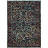 10' X 13' Blue Green Oriental Power Loom Area Rug