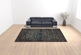 10' X 13' Blue Green Oriental Power Loom Area Rug