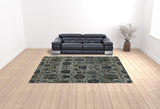 10' X 13' Blue Green Oriental Power Loom Area Rug