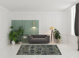 7' X 10' Blue Green Oriental Power Loom Area Rug
