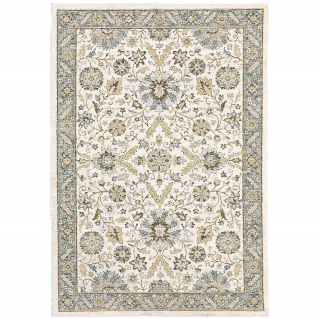 8' X 11' Gray and Ivory Oriental Power Loom Area Rug
