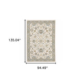 8' X 11' Gray and Ivory Oriental Power Loom Area Rug