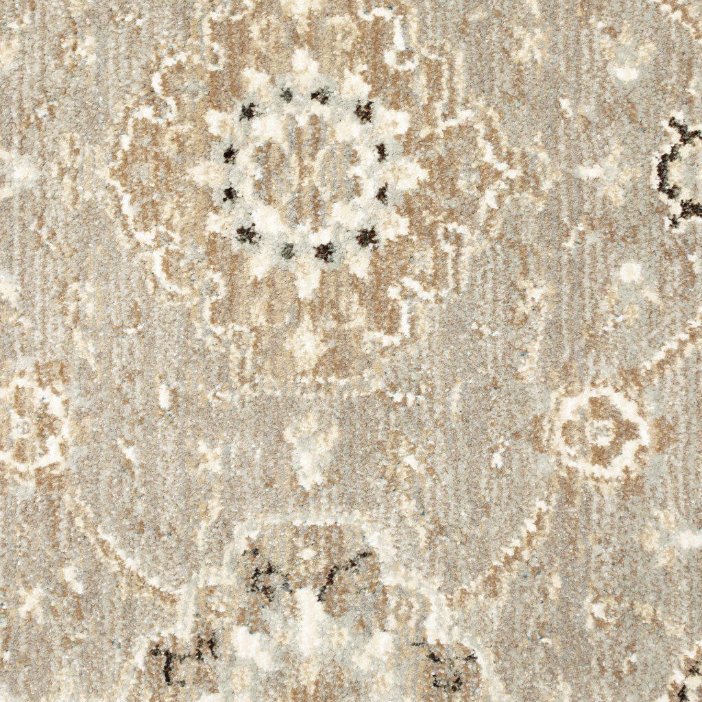 7' X 10' Gray and Ivory Oriental Power Loom Area Rug
