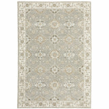8' X 11' Gray and Ivory Oriental Power Loom Area Rug