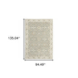 8' X 11' Gray and Ivory Oriental Power Loom Area Rug
