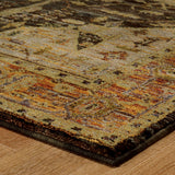 8' X 11' Black and Gold Oriental Power Loom Area Rug