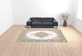 10' X 13' Beige and Ivory Oriental Power Loom Area Rug