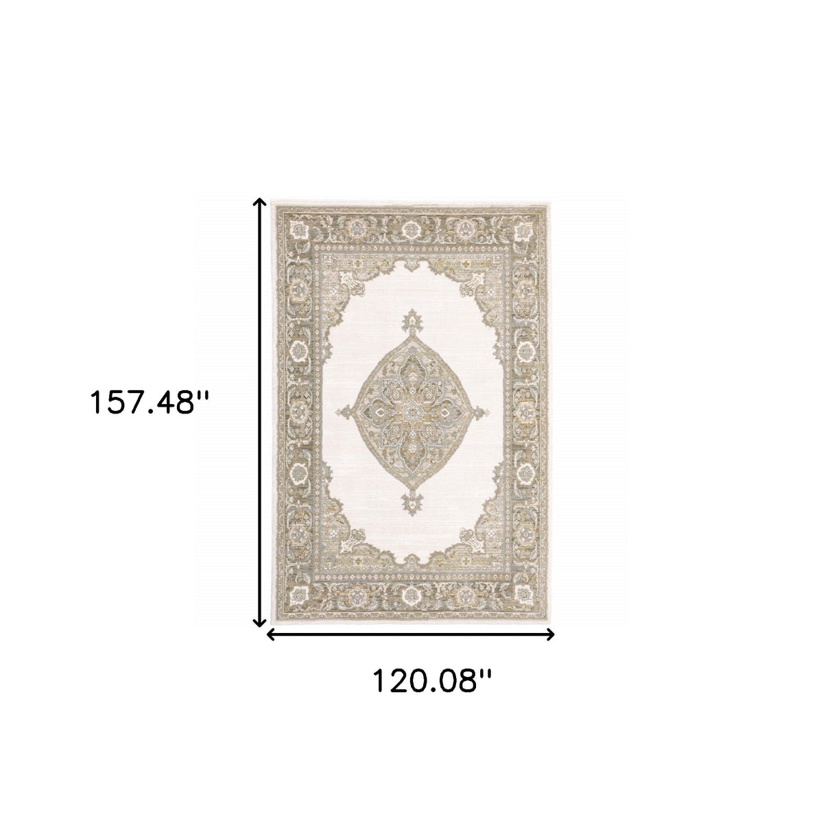 10' X 13' Beige and Ivory Oriental Power Loom Area Rug