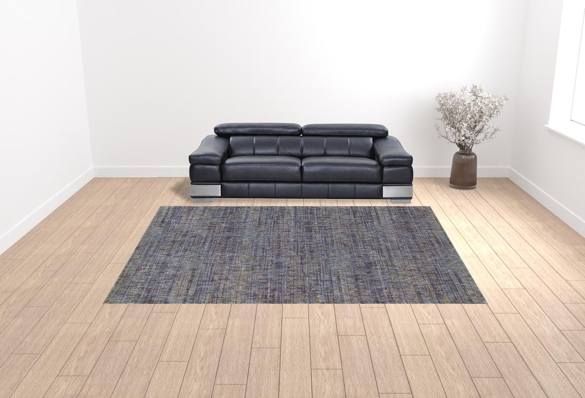 10' X 13' Blue and Ivory Power Loom Area Rug