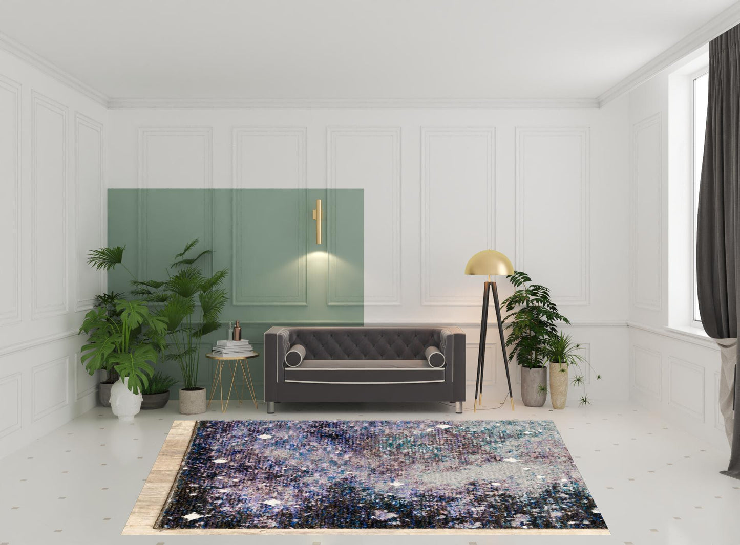 8' X 11' Purple and Ivory Abstract Power Loom Area Rug