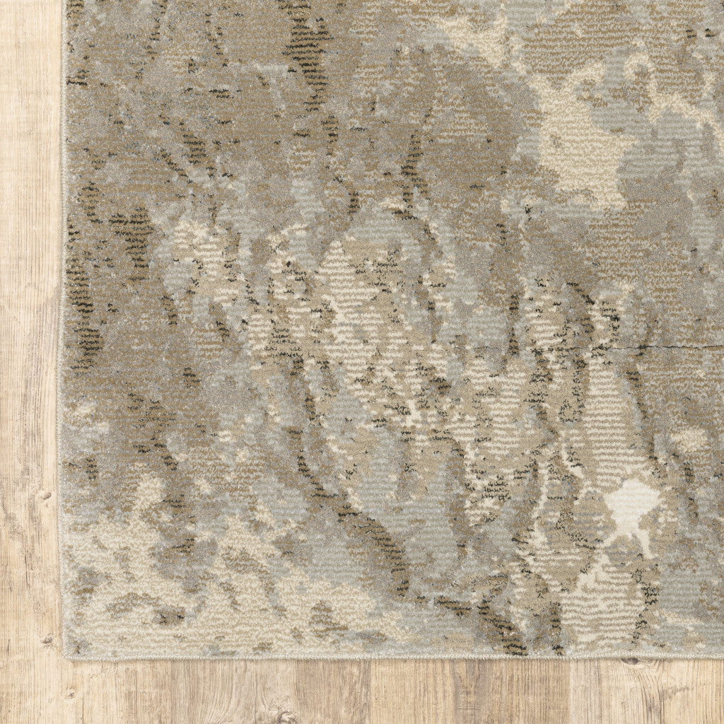 8' X 11' Gray and Ivory Abstract Power Loom Area Rug