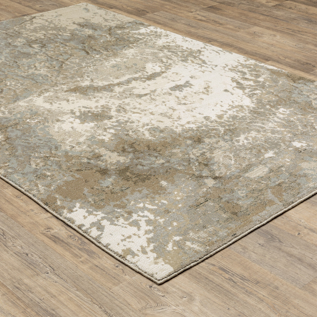 8' X 11' Gray and Ivory Abstract Power Loom Area Rug