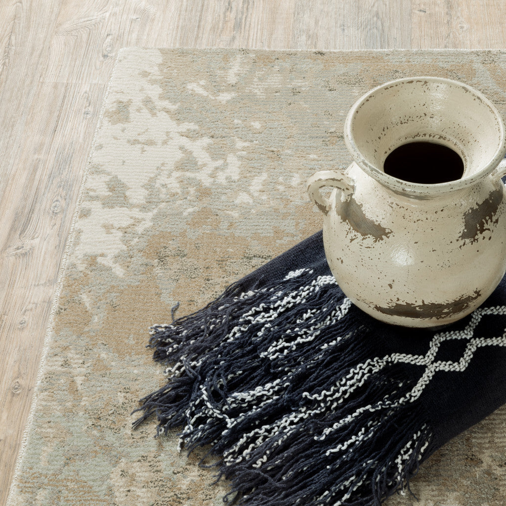 8' X 11' Gray and Ivory Abstract Power Loom Area Rug