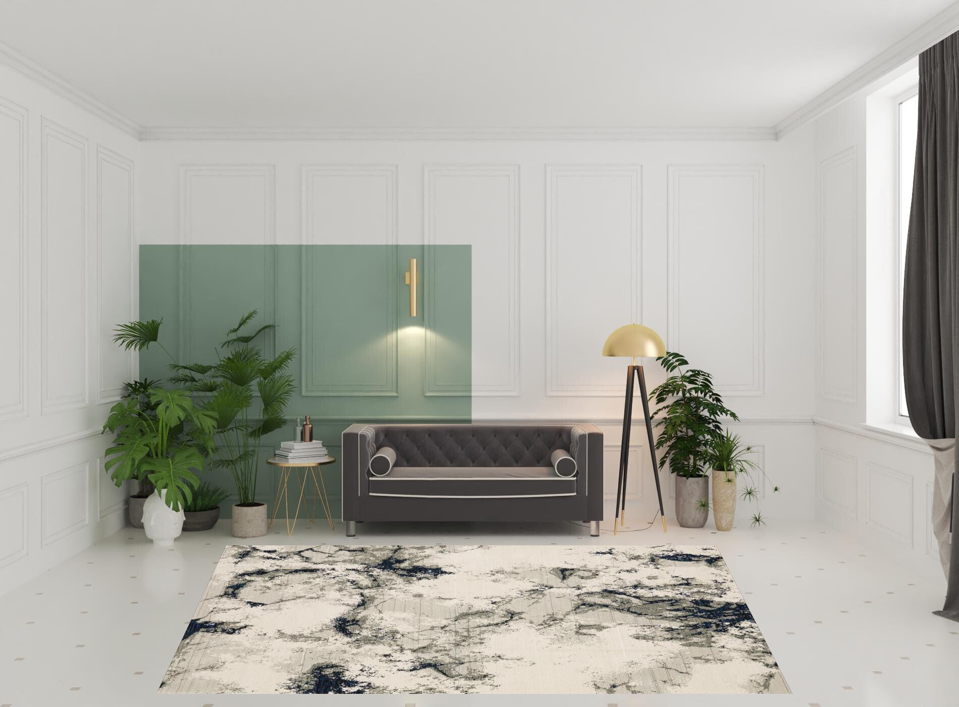 8' X 11' Gray and Black Abstract Power Loom Area Rug
