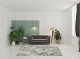 7' X 10' Blue and Beige Abstract Power Loom Area Rug