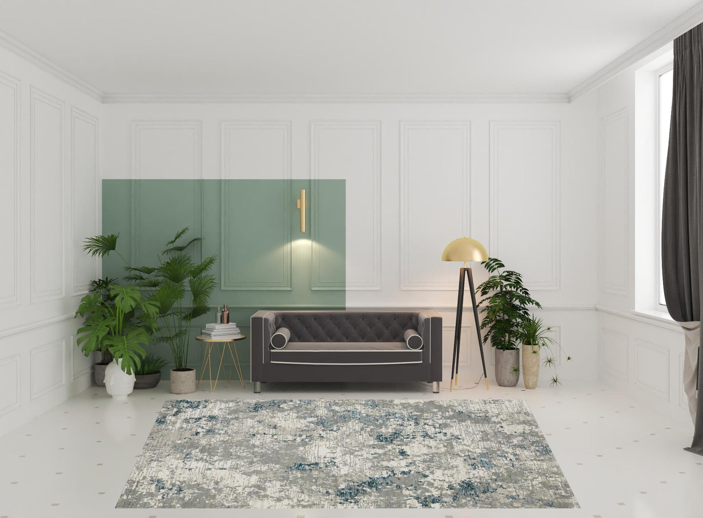 8' X 11' Blue and Beige Abstract Power Loom Area Rug
