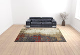 10' X 13' Blue and Beige Abstract Power Loom Area Rug