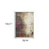 7' X 10' Blue and Beige Abstract Power Loom Area Rug