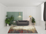 8' X 11' Blue and Beige Abstract Power Loom Area Rug